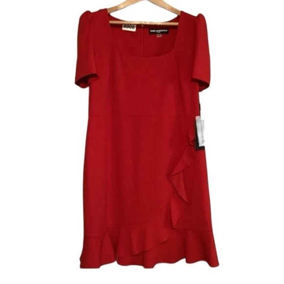 Karl Lagerfeld Paris Womens Party Mini Mini Dress Red‎ 14 - Picture 1 of 5